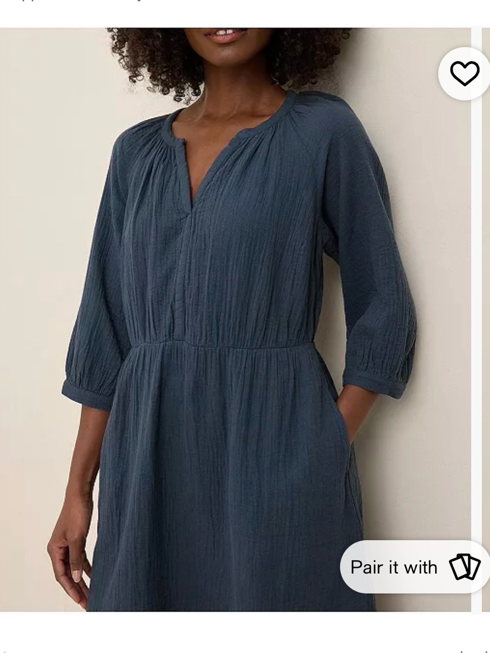 Pact organic cotton French Navy Coastal Double Gauze Peasant Dress